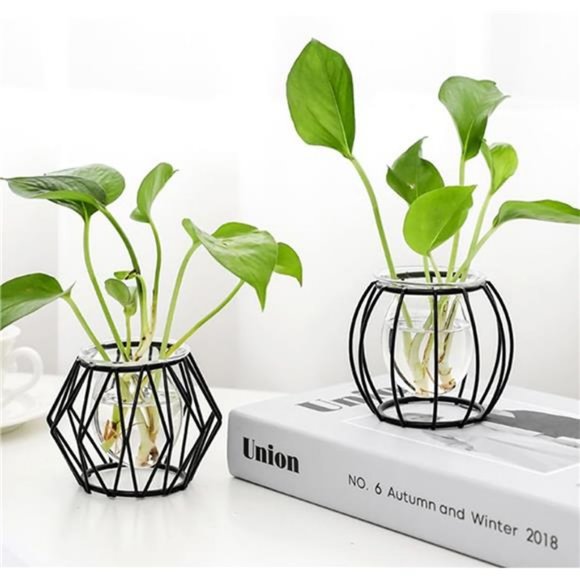 4pcs Plant Stations with Metal Stand Glass Bulb Vases Set for Hydroponics Plants - Picture 6 of 7